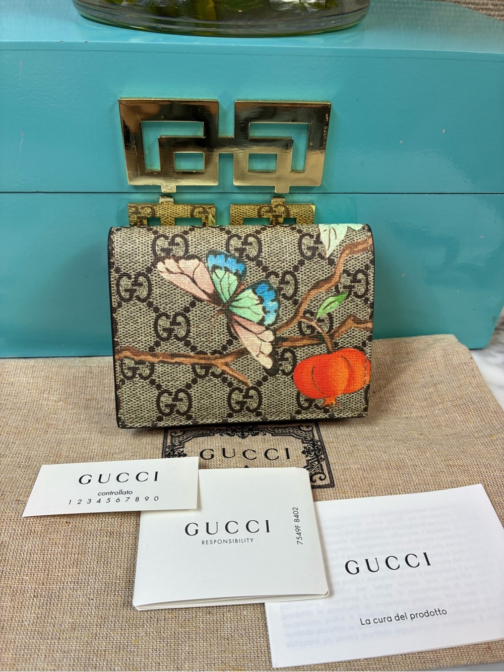 Gucci Tian Floral Garden Coated Canvas GG Bifold Wallet - Rare NWOT 🦋